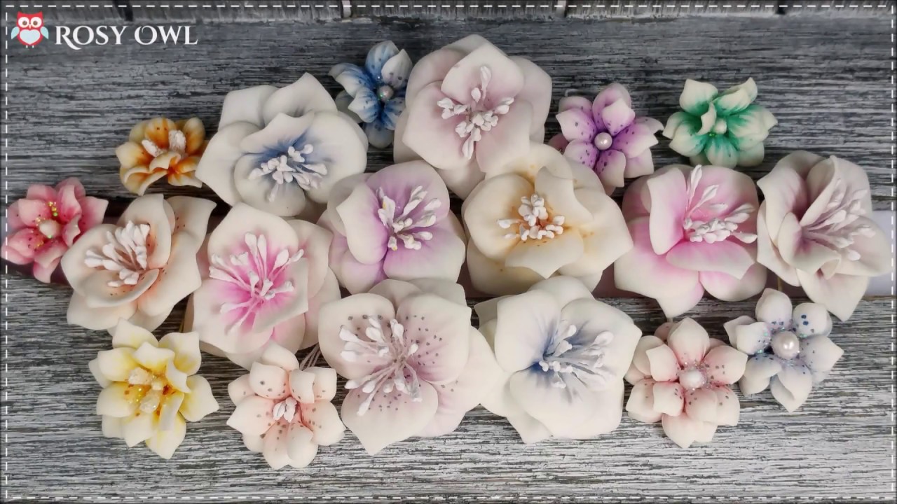 foamiran flowers tutorial with Rosy Owl dies and Chameleon pens - kurs na kwiatek z foamiranu