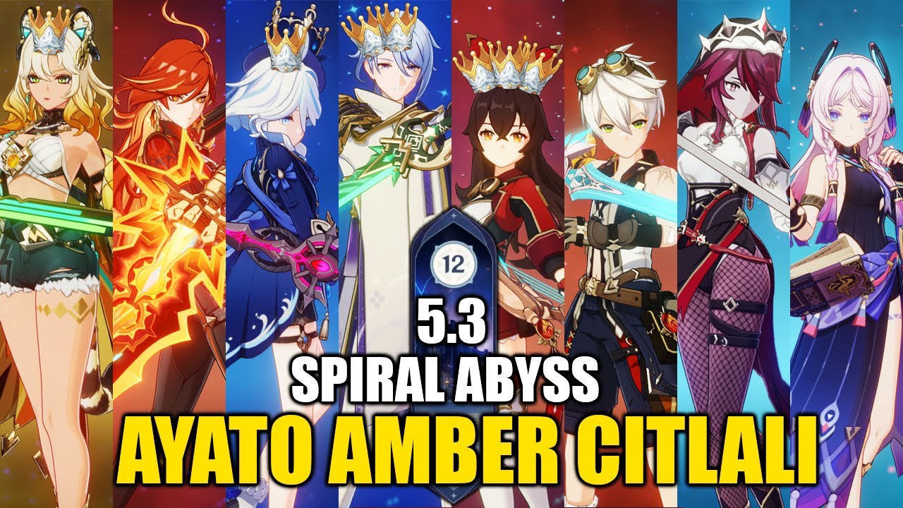 C0 Ayato C0R1 Mavuika & C6 Amber C0 Citlali 5.3 Genshin Impact Spiral Abyss