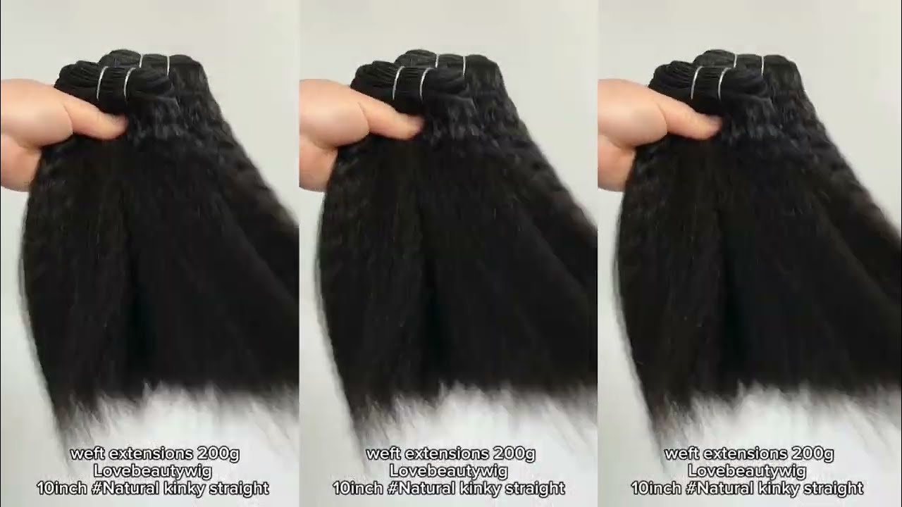 lovebeautywig | 10inch Kinky Straight Machine Weft Hair Extensions Human Hair 200g#weftextensions