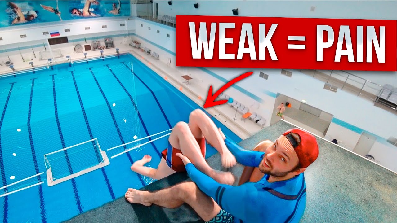 ABS workout CHALLENGE on a HUGE PLATFORM | THROWN OFF into swimming pool