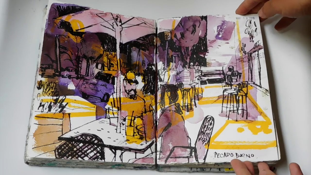 seattle urban sketching: spring 2018 watercolor sketchbook flipthrough