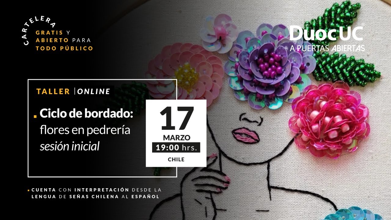 Ciclo de bordado: flores en pedrería - sesión inicial