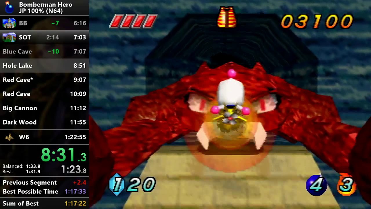 Bomberman Hero - JP 100% Speedrun - 1:21:55
