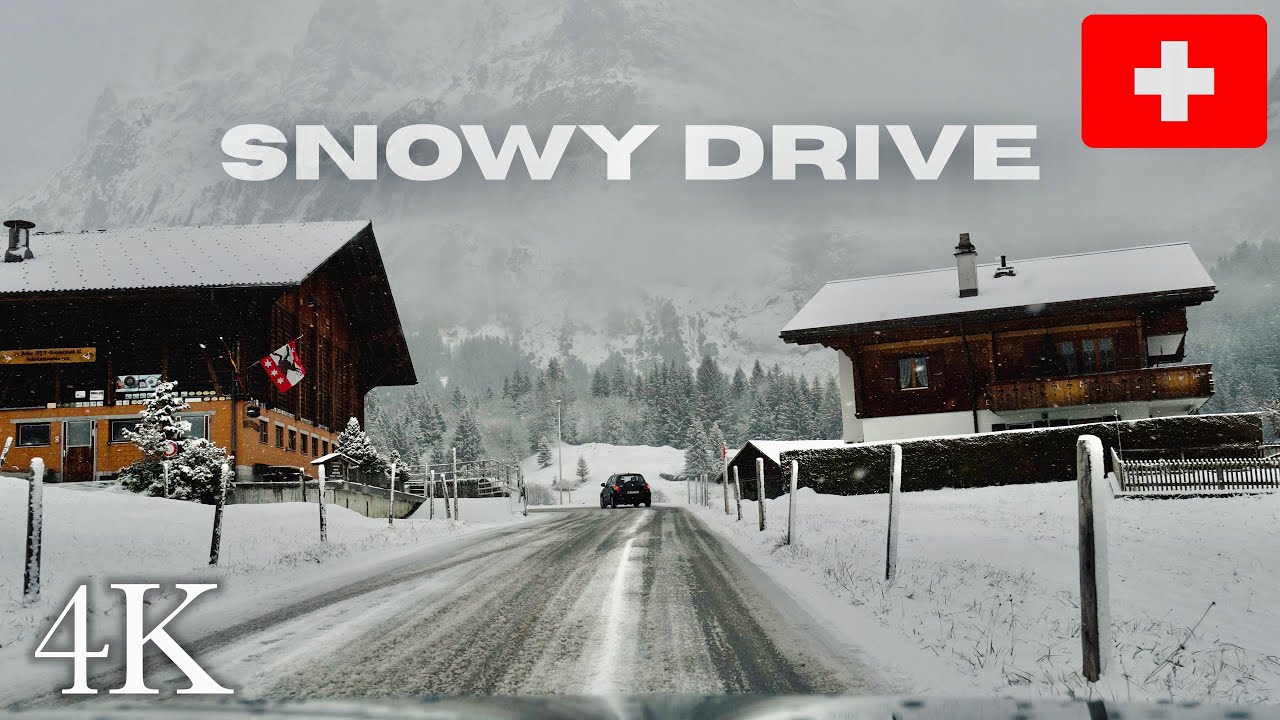 Driving in Switzerland in the Snow ❄️ Habkern - Interlaken - Grindelwald, Bernese Oberland 🏔️4K