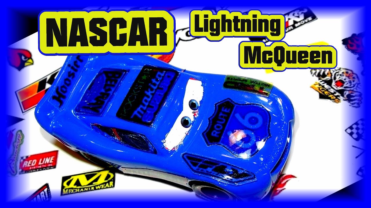 Pixar Cars Custom NASCAR Lightning McQueen in Steel Blue like Jackson Storm.