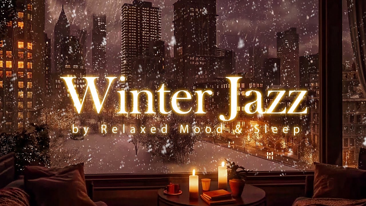 Quiet Night Space with Snowfall and Relaxing Winter Jazz Music for a Relaxed Mood & Sleep Tight
