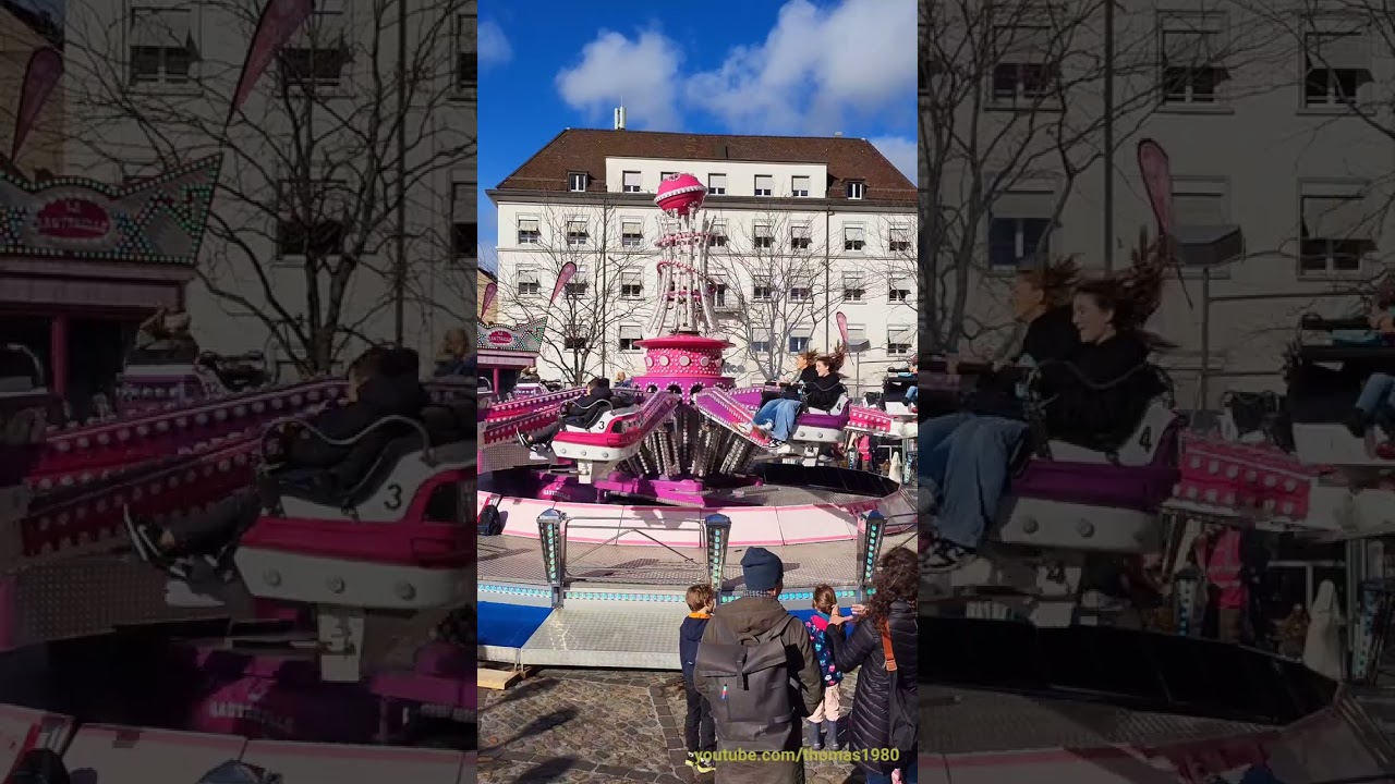 Chilbi-Bahn La Sauterelle bei der Basler Herbstmesse am Barf&uuml;sserplatz | Schweiz 2023 | #shrots