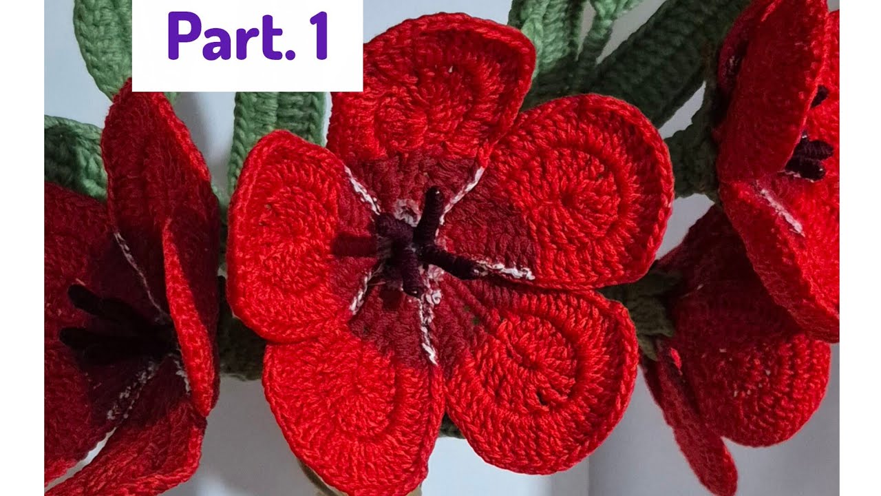 آموزش بافت گل کتان قرمز با کاموا  Easy Step-by-Step 3D Crochet Flower (قسمت اول)
