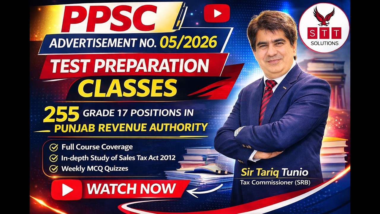 Punjab Revenue Authority (PRA) Audit & Enforcement Officer BS 17 PPSC Test Prep by Sir Tariq Tunio 