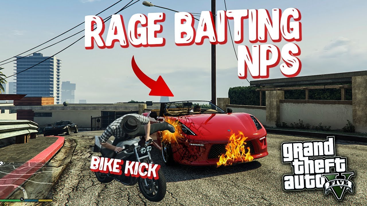 ANGRY NPC IN GTA V, RAGE BAITING NPC and BIKE KICK