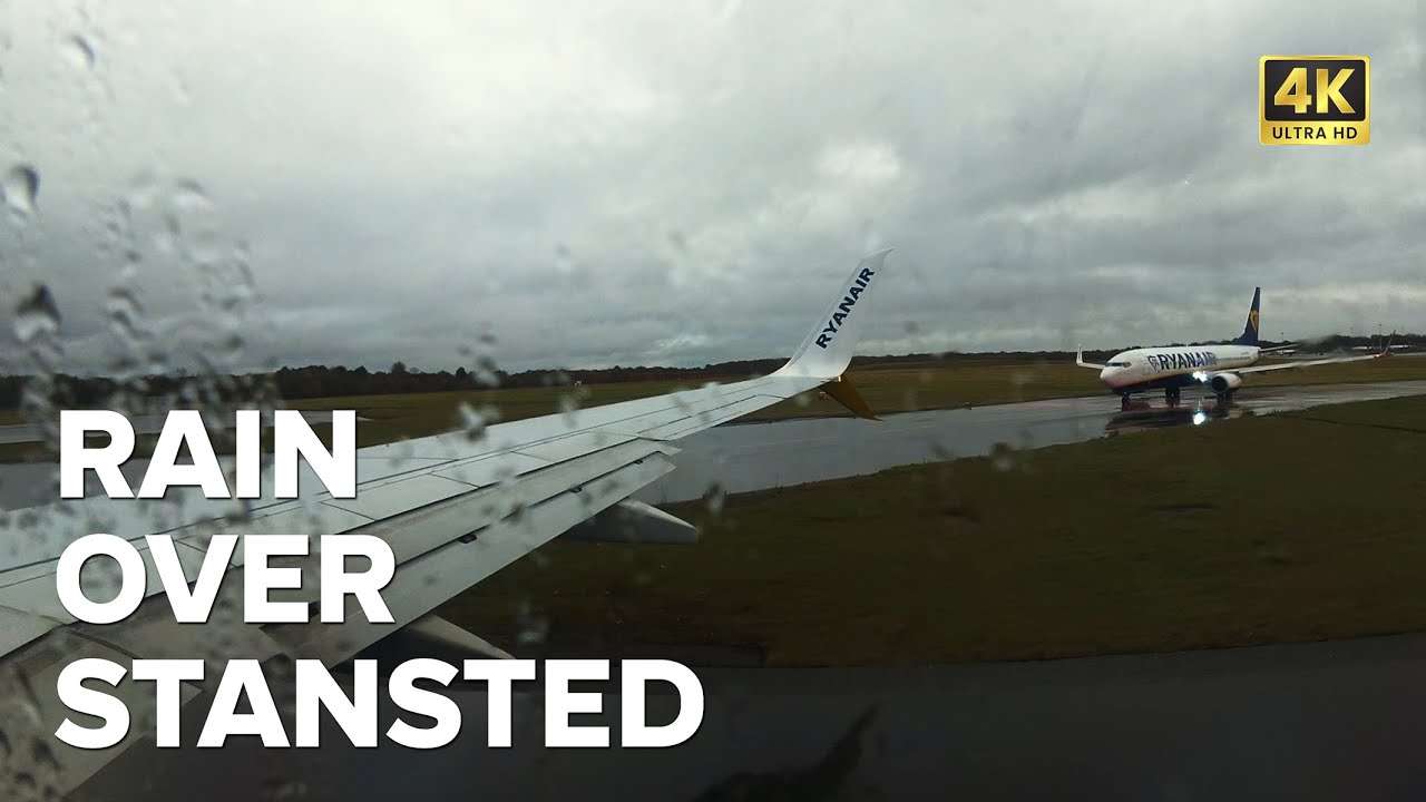 Departure from London Stansted to Porto | Rainy Day Flight View (Ryanair 4K)