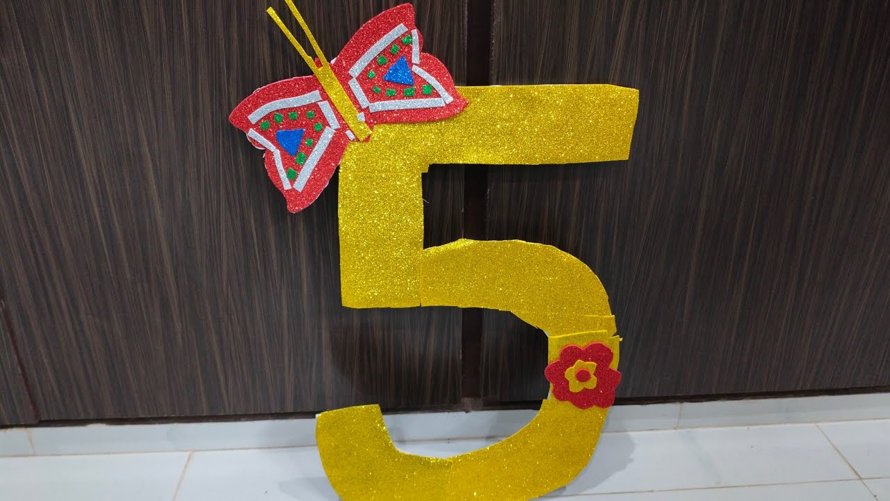 How to make a 3D No.5 decorative card |Cardboard No. 5 props| Birthday party Props|@mishtyquest 