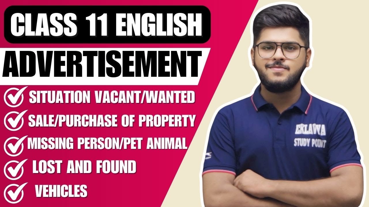 Advertisement writing Class 11 English situation vacant/wanted/ lost found / vehicle/ sale purchase