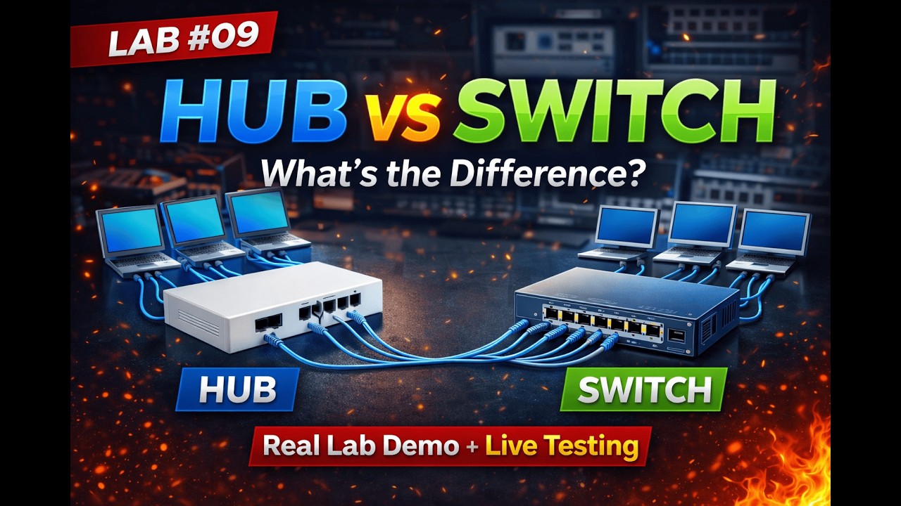 Lab #09: Hub vs Switch | Real Practical Demo + Live Testing | Networking in Hindi
