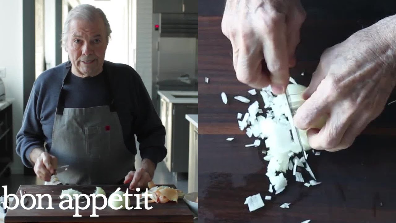 Jacques P&eacute;pin Dices an Onion | Bon App&eacute;tit
