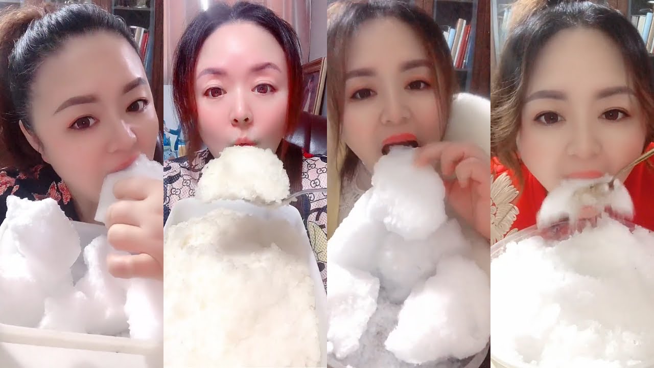 먹방 ASMR 얼음먹방 SOFT POWDERY ICE FLUFFY ICE FREEZER FROST EATING 🤍❄️WHITE ICE EATING ASMR 氷