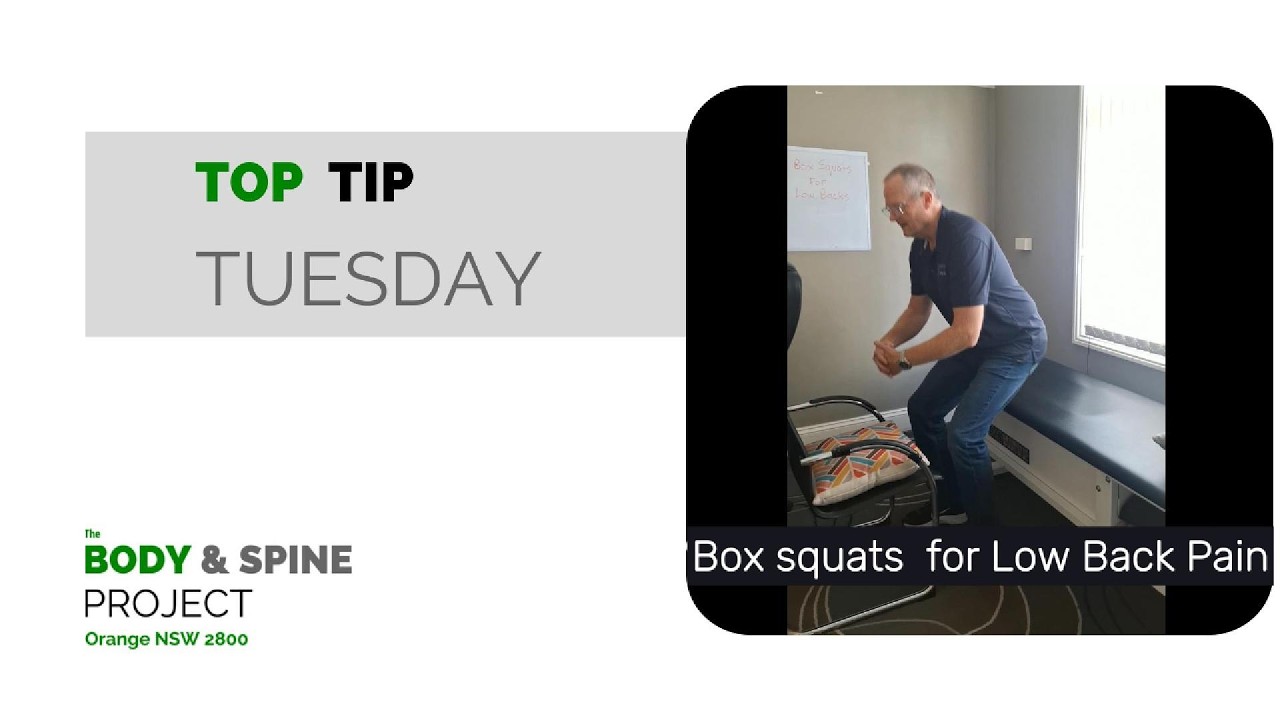 Box Squats and Low Back Pain - simple movement to engage your glutes and get you using the hip hinge