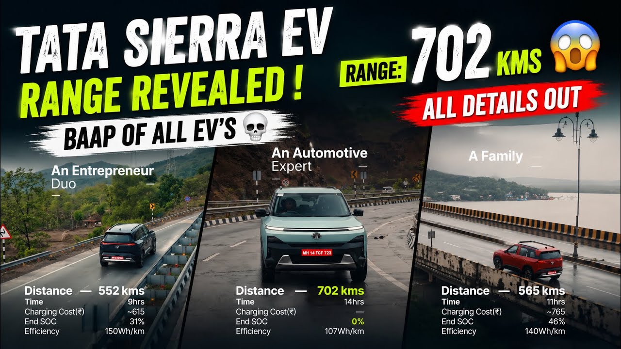 Tata Sierra EV Range Revealed 😳 702Kms Ki Range On Single Charge | Baap Of All EV&rsquo;s #tatasierraev 