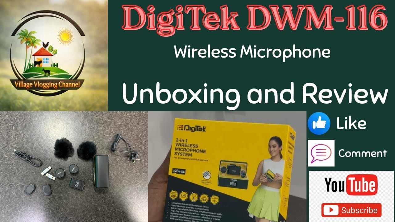 DigiTek DWM-116 wireless microphone unboxing and review#villagevloggingchannel#information