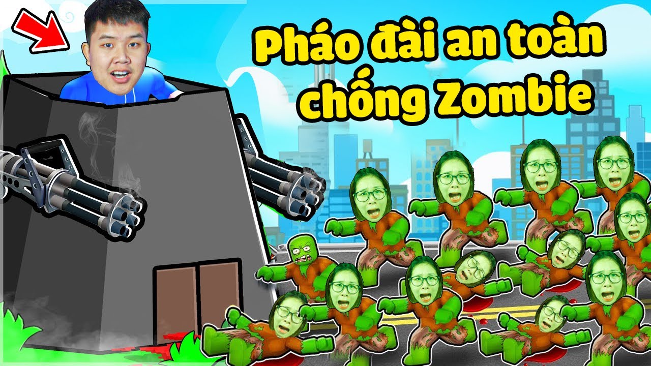 bqThanh & Ốc Xây pháo đài an toàn hiện đại có súng máy tự động chống lại Zombie