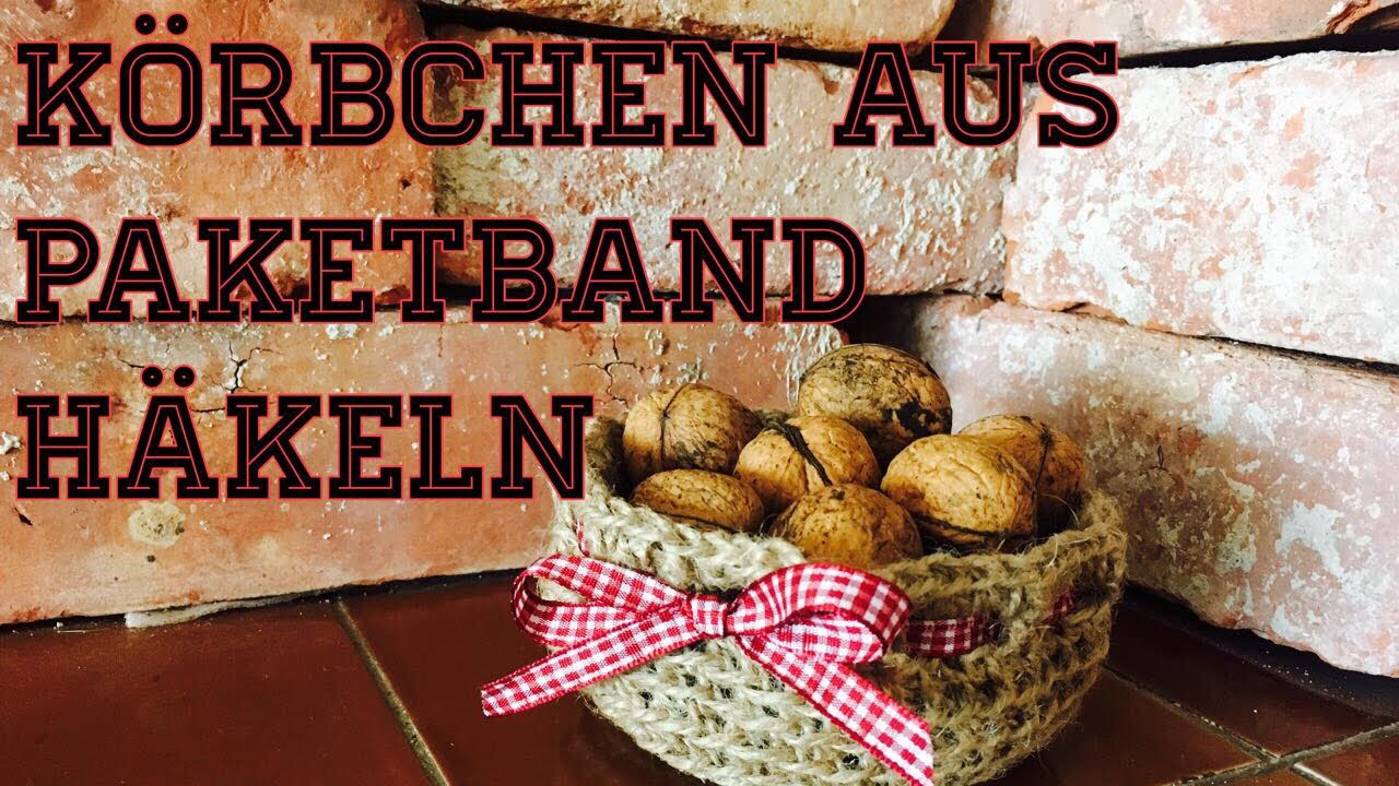 Süßes Körbchen/Korb häkeln aus Juteschnur/Paketband Geschenkkorb shabby Landhausstil Ostern DIY