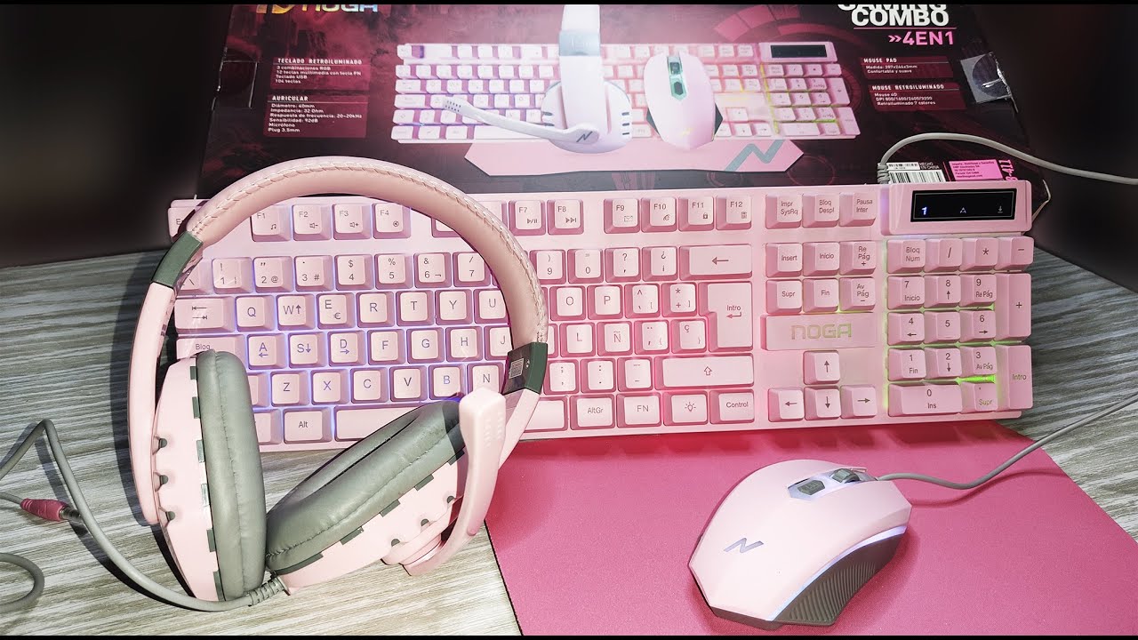 Combo Kit gamer RGB económico de Noga ( Rosado )