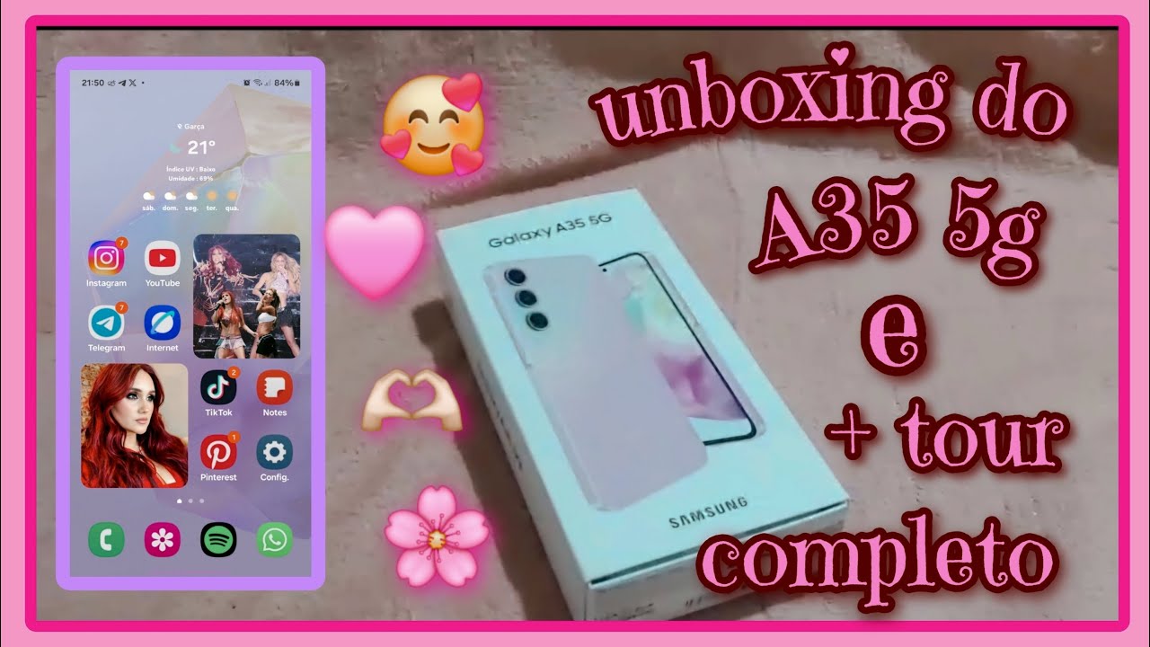 Uniboxing do a35 5g e + tour completo. 🩷🌸🥰🤩🍒