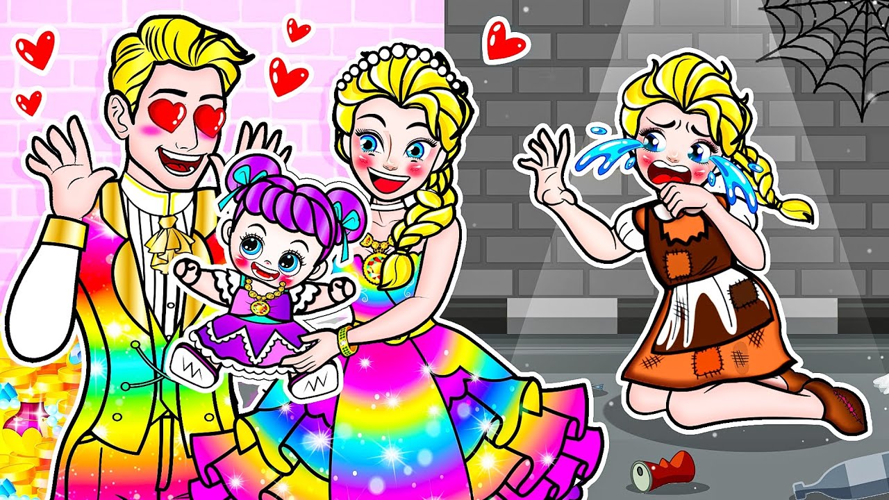[🐾paper dolls🐾] Poor Elsa Frozen vs Rich Friend Body Swap For 24 Hour | Rapunzel Family