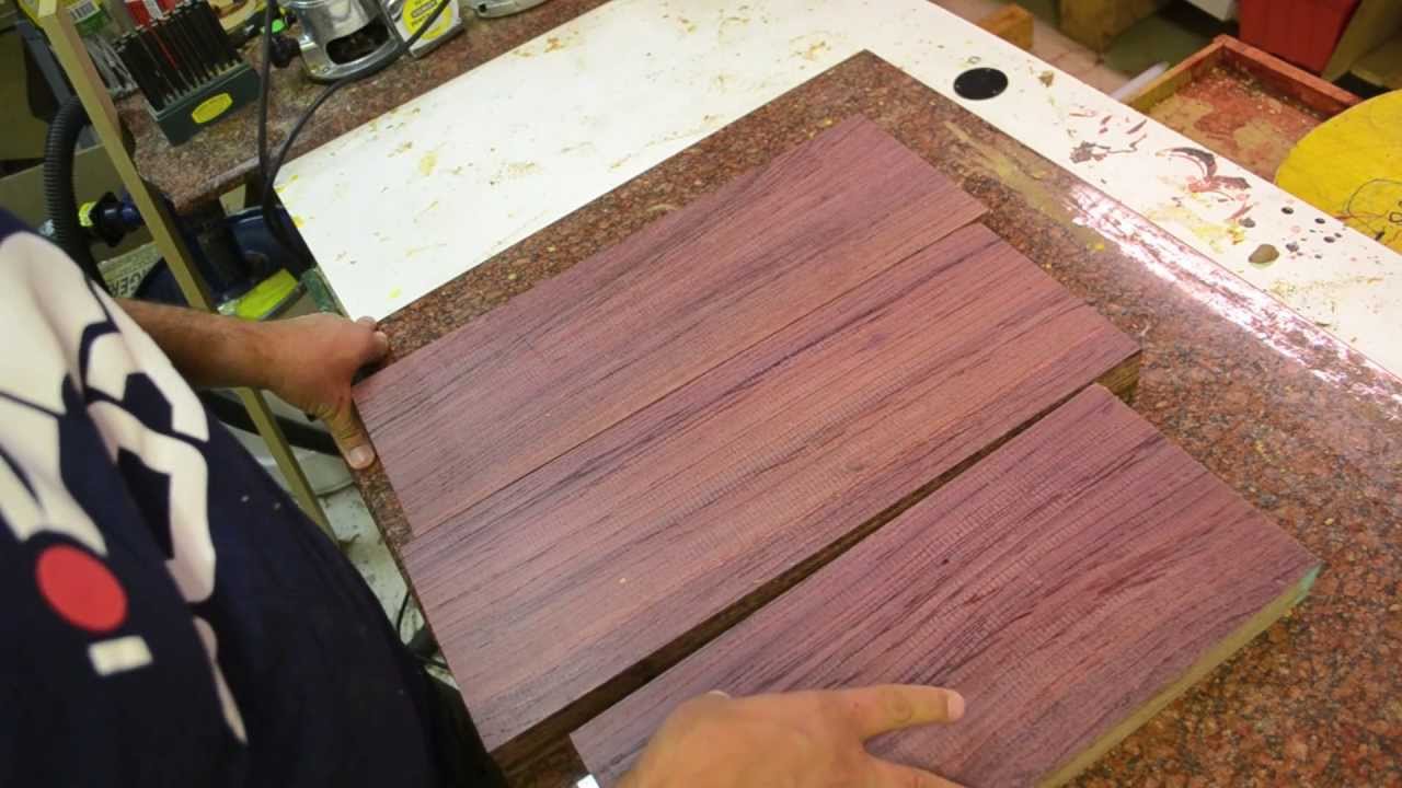 Обзор древесины для мастерской Luthier: плотная древесина твёрдой породы Purpleheart, красивый цв...