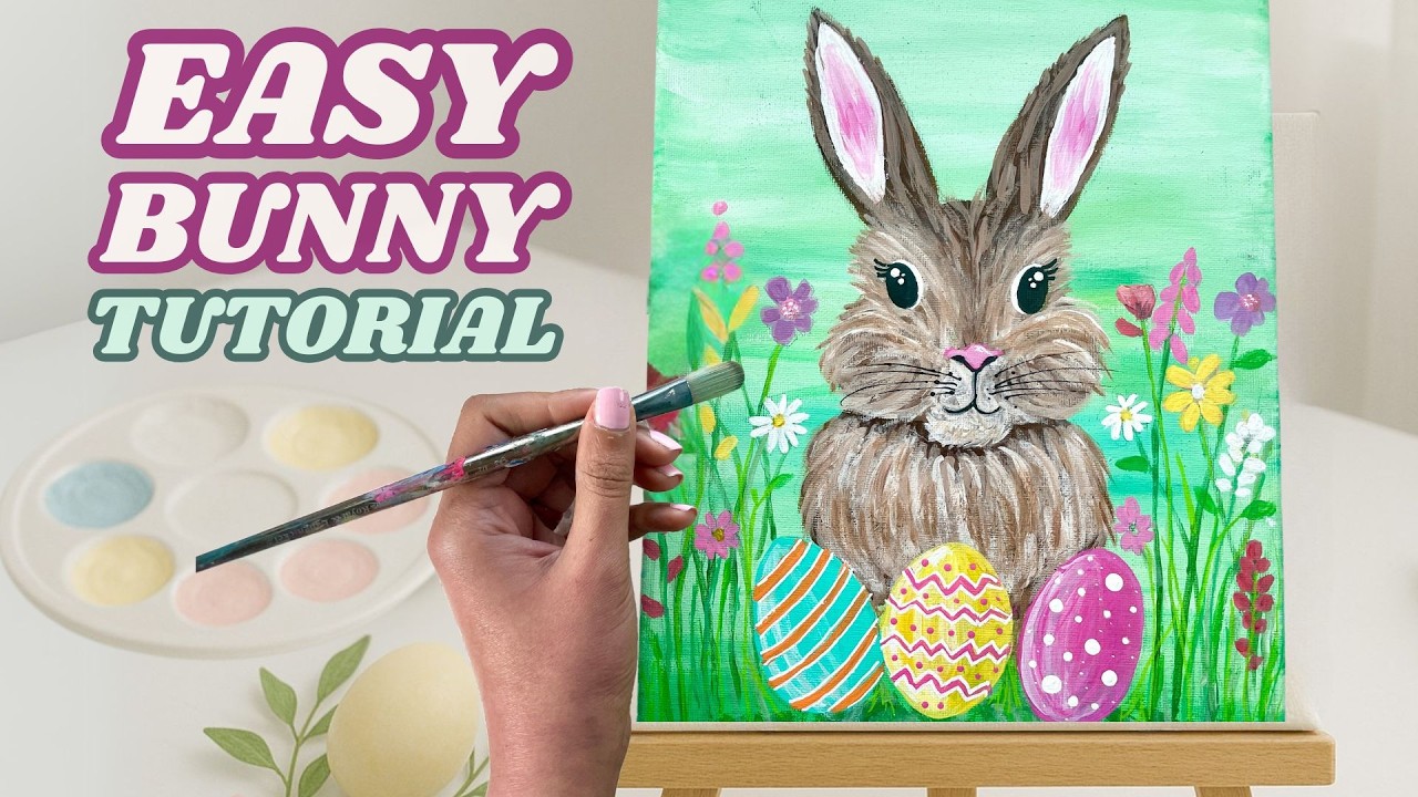 Easy Easter Bunny Painting Tutorial 🐰  Step By Step Acrylic For Beginners
