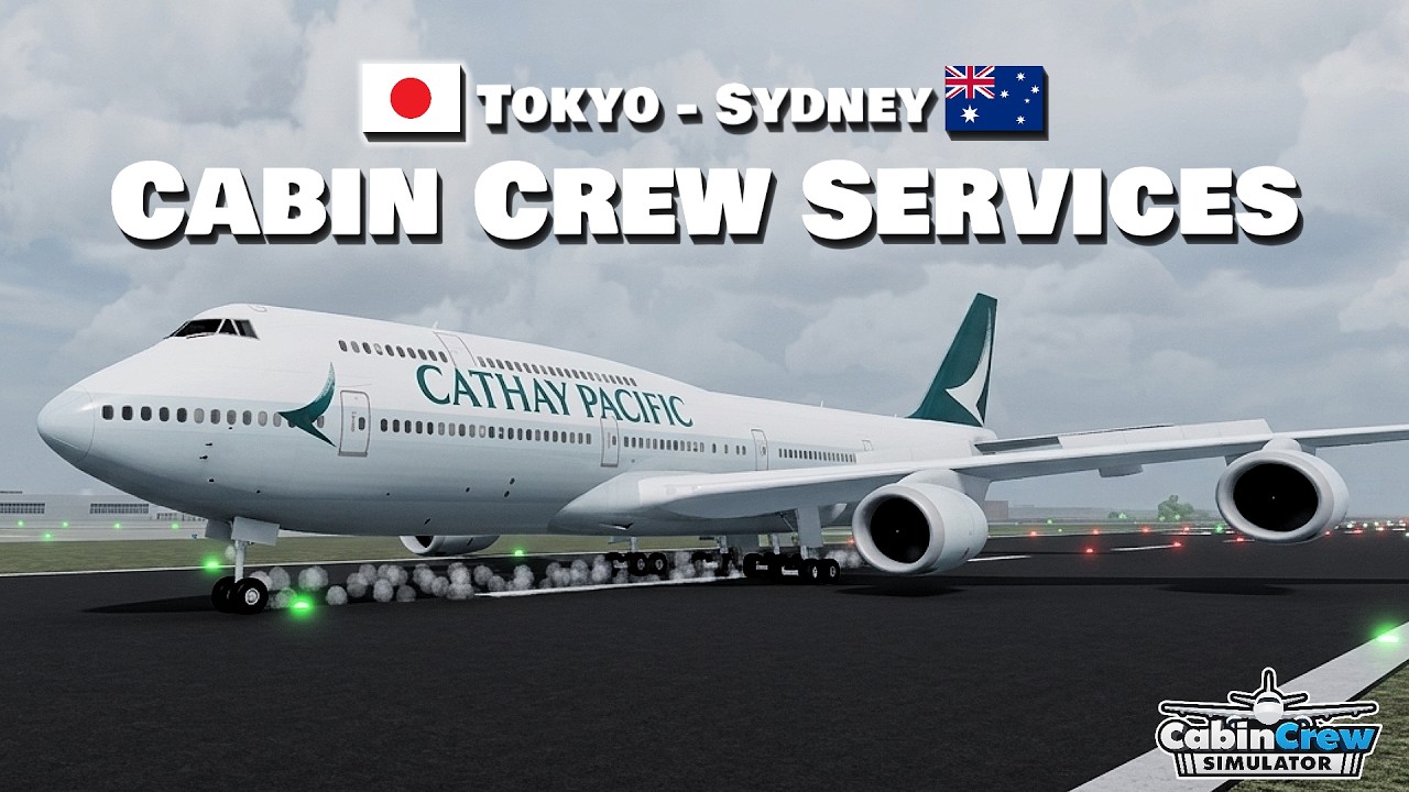 CATHAY PACIFIC Full Flight To SYDNEY Boeing 747-8 | Roblox Cabin cabin crew simulator