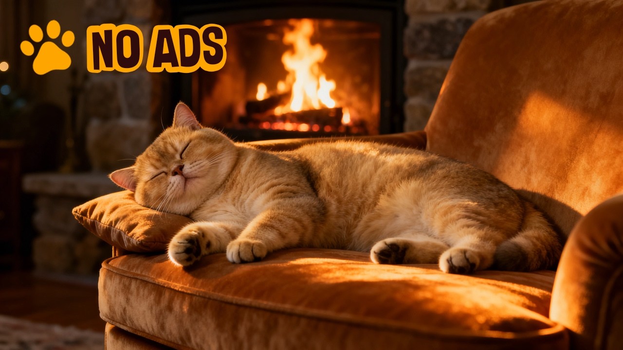 🐱 Gentle Cat Purring by the Fire 🔥 Cozy ASMR for Deep Sleep & Relaxation