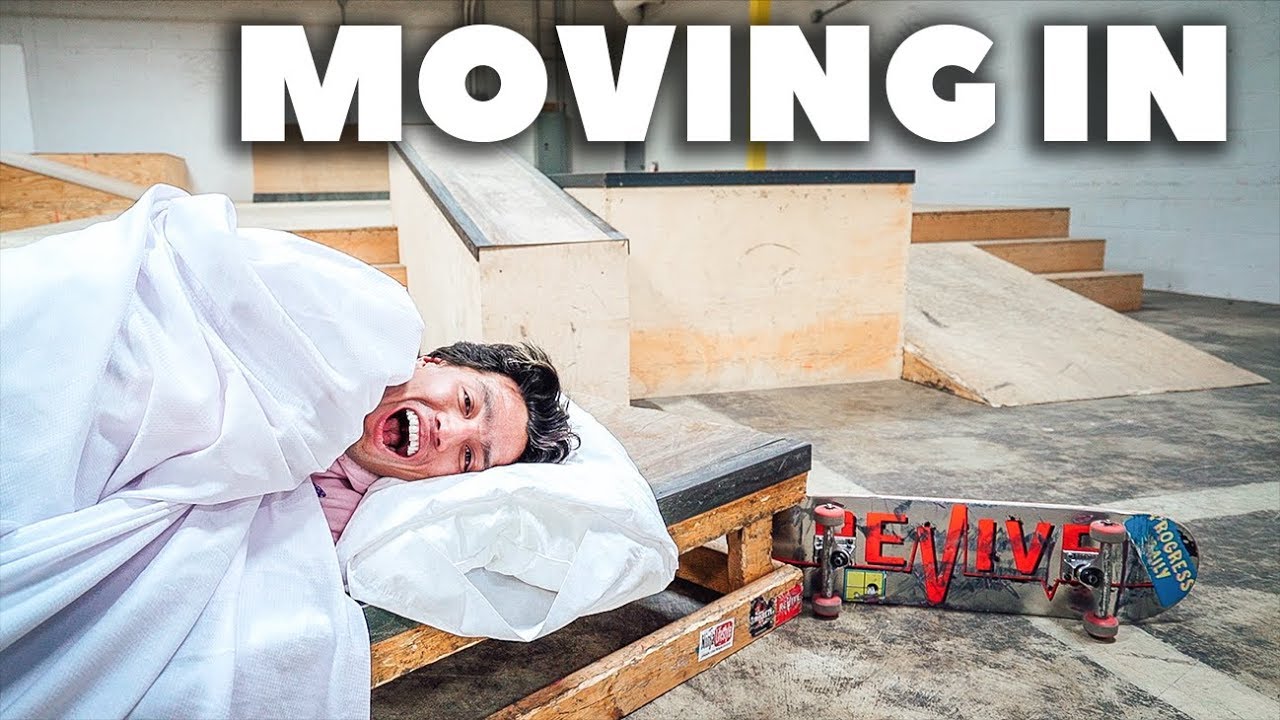 SKATER LIVES IN SKATEPARK?! *Moving into the Shredquarters*