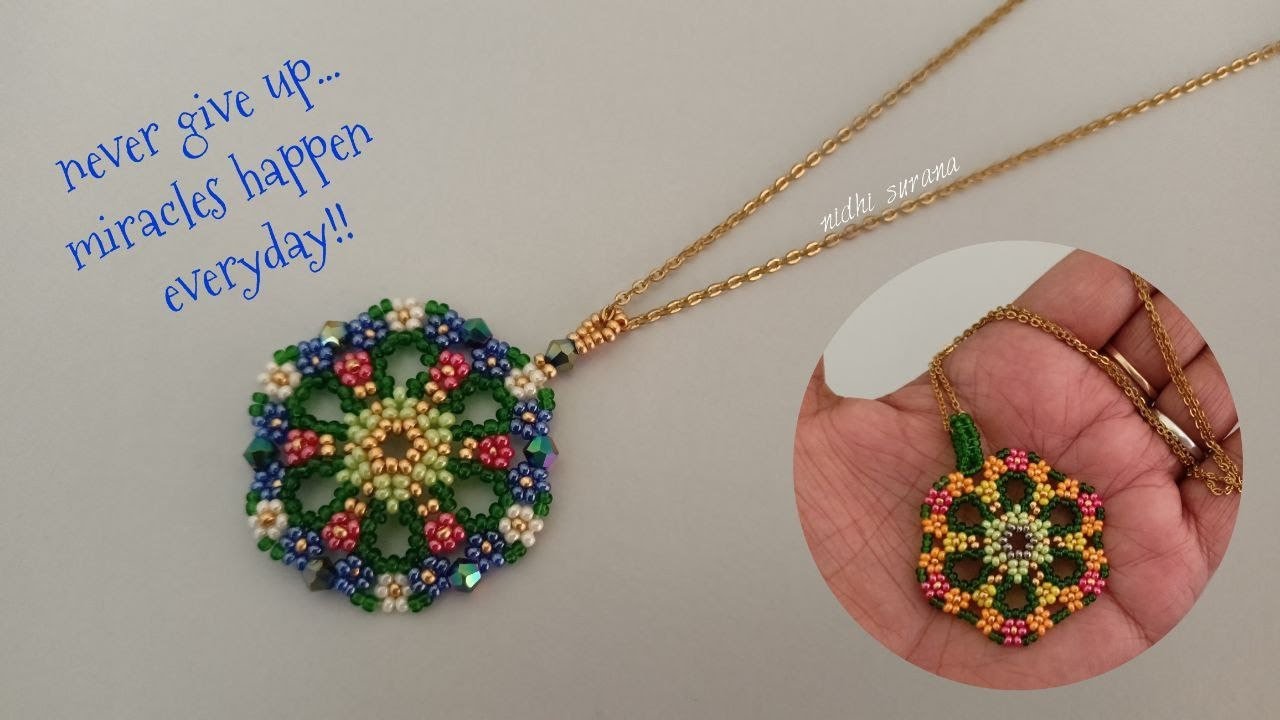 Mystic Flower Pendant/Earrings/Seed bead Jewelry/Aretes/Colgante Tutorial diy
