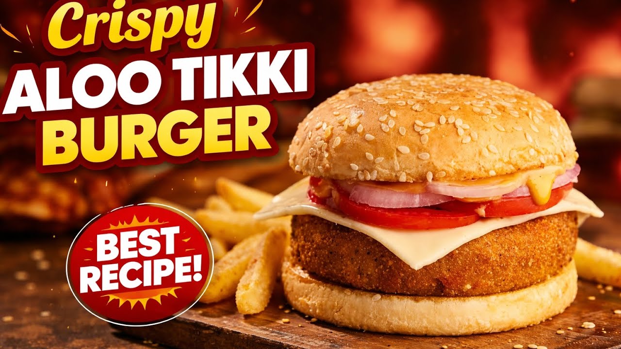 Crispy Aloo Tikki 🍔Burger 😋 #streetstyle #vegburger #easyrecipe #indianfood #viralshort 
