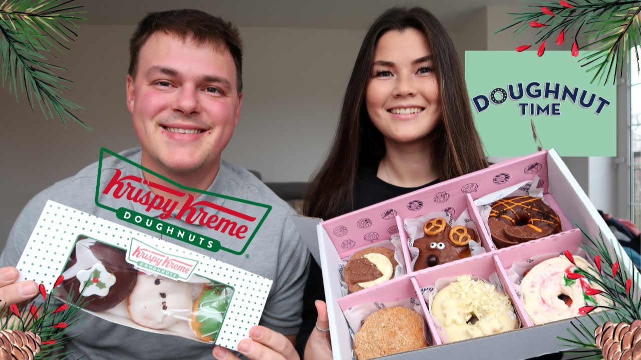 CHRISTMAS DOUGHNUT TASTE TEST!! Doughnut Time vs Krispy Kreme