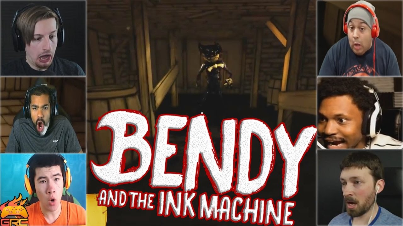 Gamers Reactions to Bendy (Part 2) (Jumpscare) | Bendy and The Ink Machine - Chapter 2