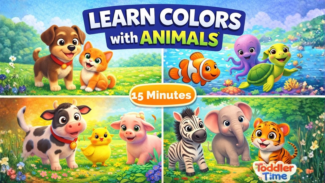 Animals Color Songs 🐶🐠 | Learn Colors for Toddlers (15 Min)