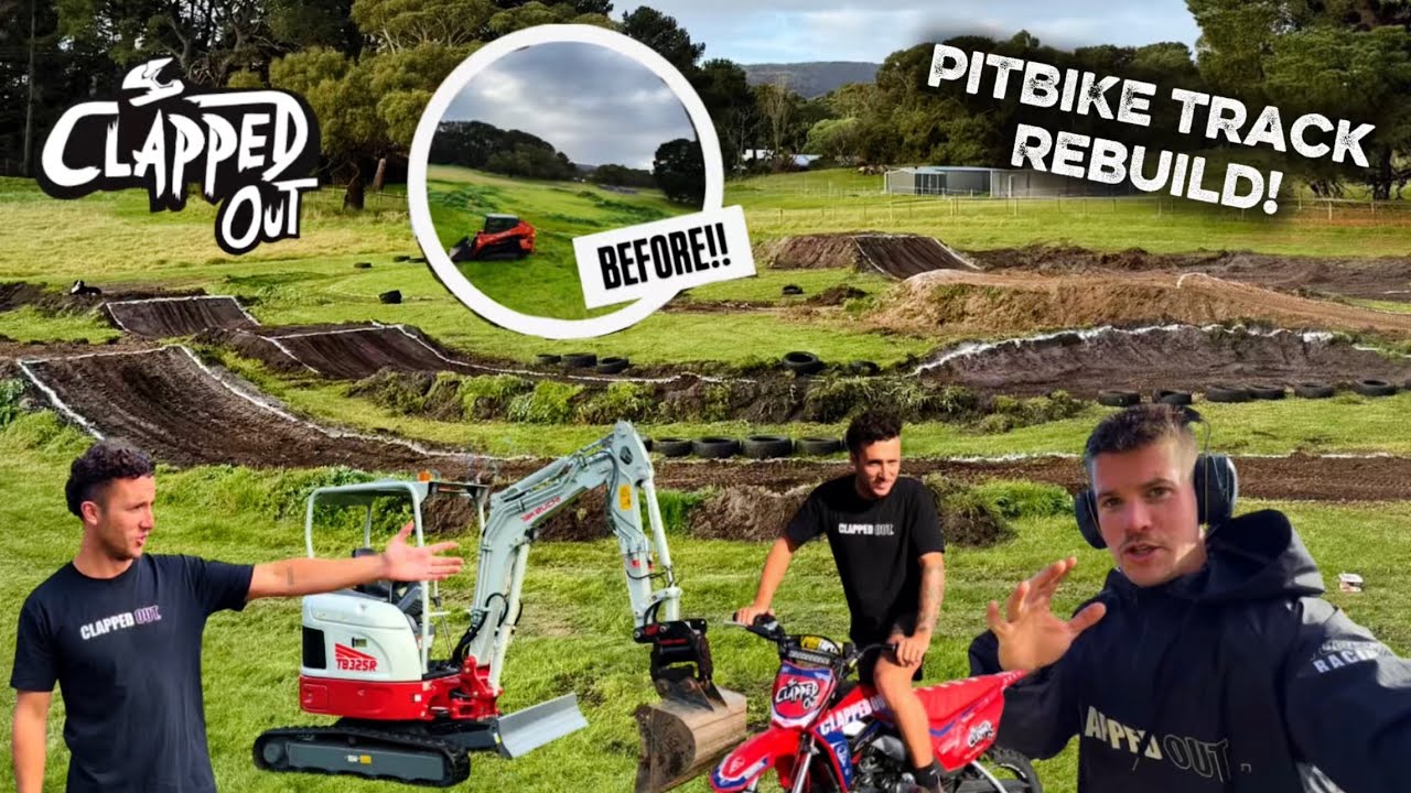 WE REBUILT OUR PITBIKE TRACK!! Brand new Excuvator! Crazy new PITBIKE TYRES!! // Vlog 6 s2