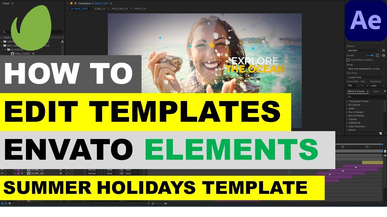 Как редактировать шаблоны Envato Elements в After Effects. 2-й урок
