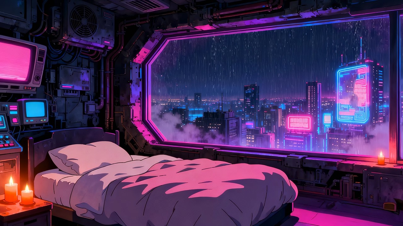Midnight Neon Escape 🌙 Soft Lofi Music & Futuristic Skyline Glow ✨
