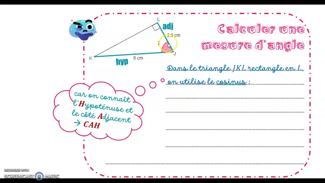3è -Trigonométrie - calculer un angle