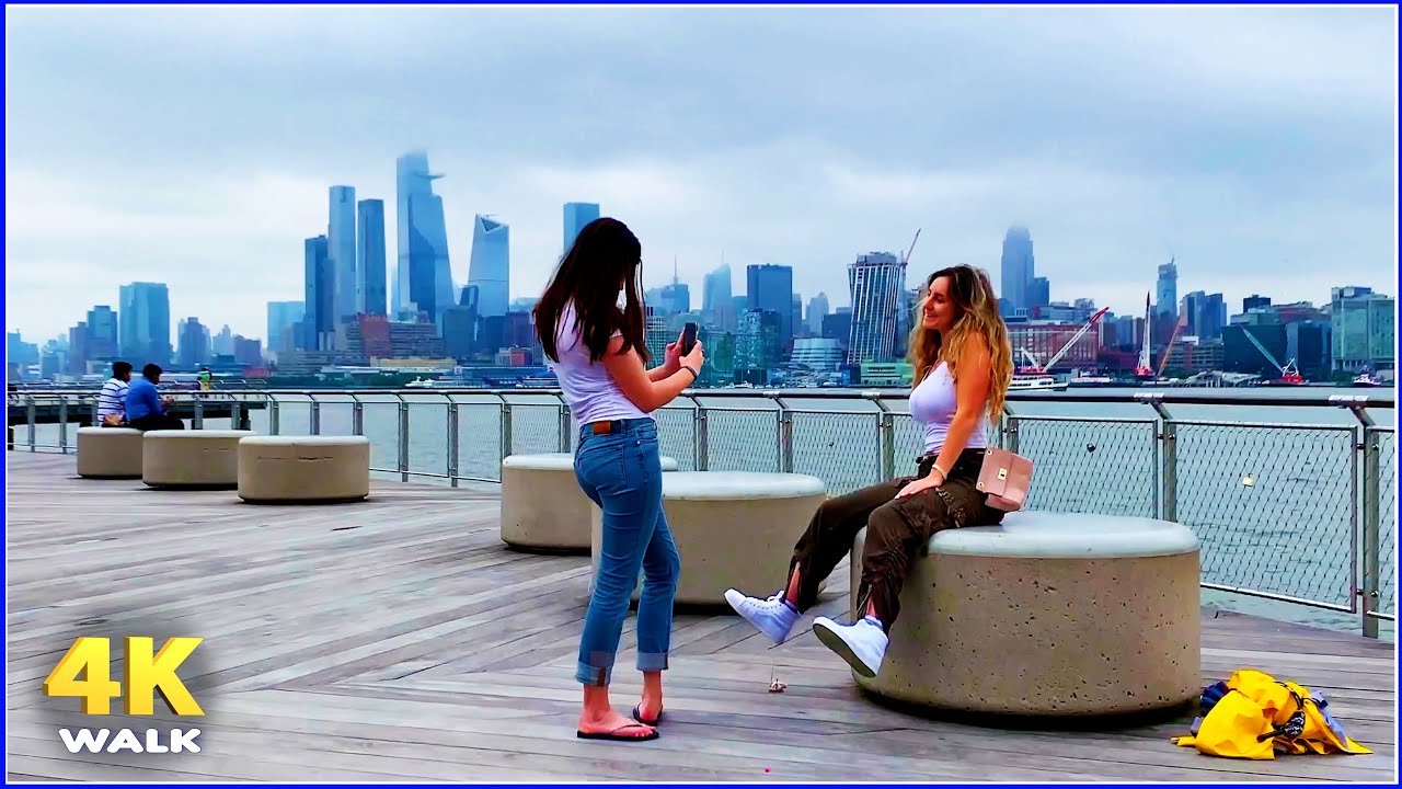 【4K】WALK Hoboken NJ waterfront walking tour NEW YORK Skyline USA 4k