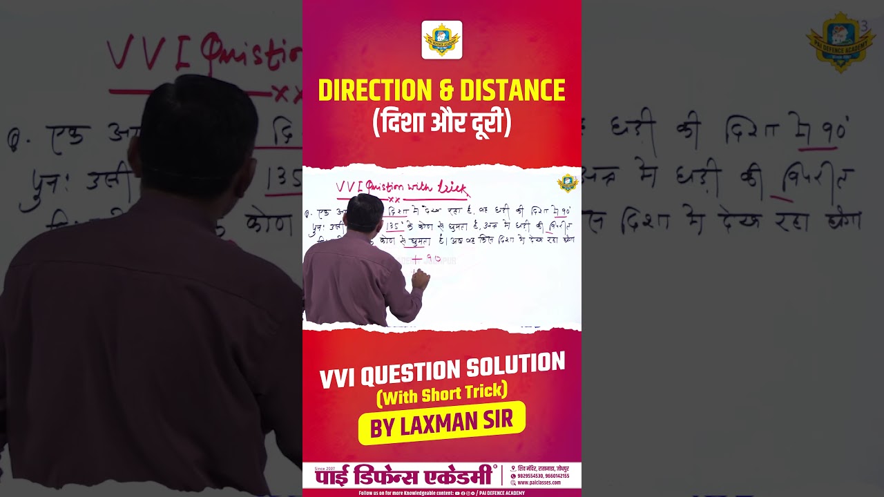 REASONING | DIRECTION & DISTANCE (दिशा और दूरी) | By Laxman Sir #shorts