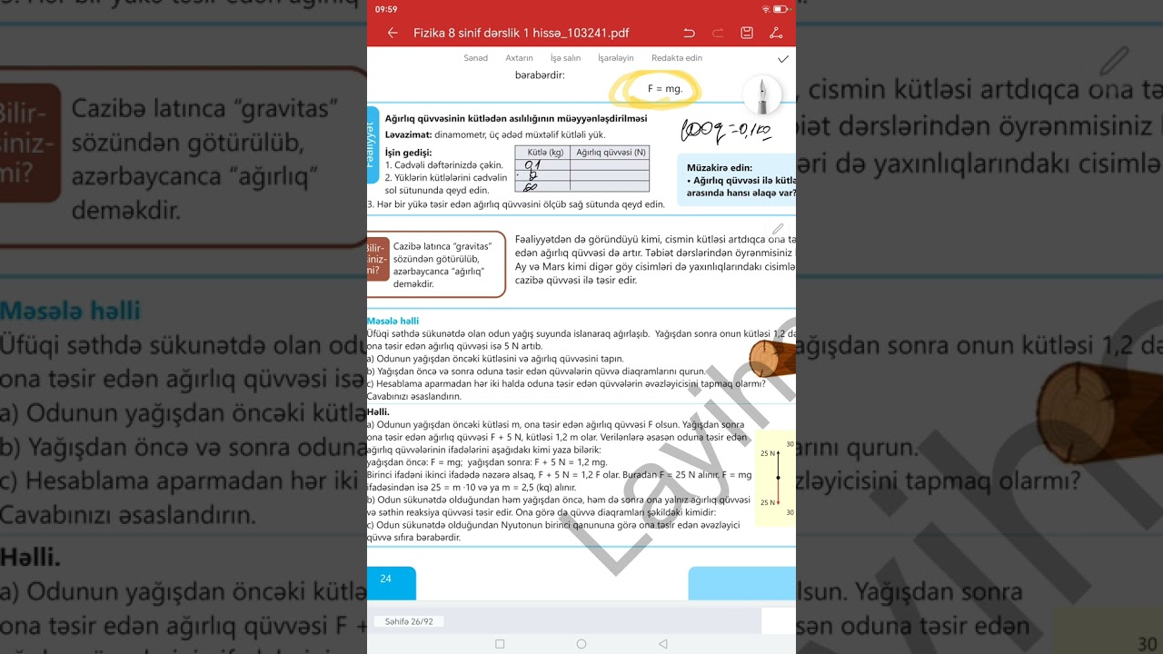 Fizika 8. Dərs 1.5. Ağırlıq qüvvəsi