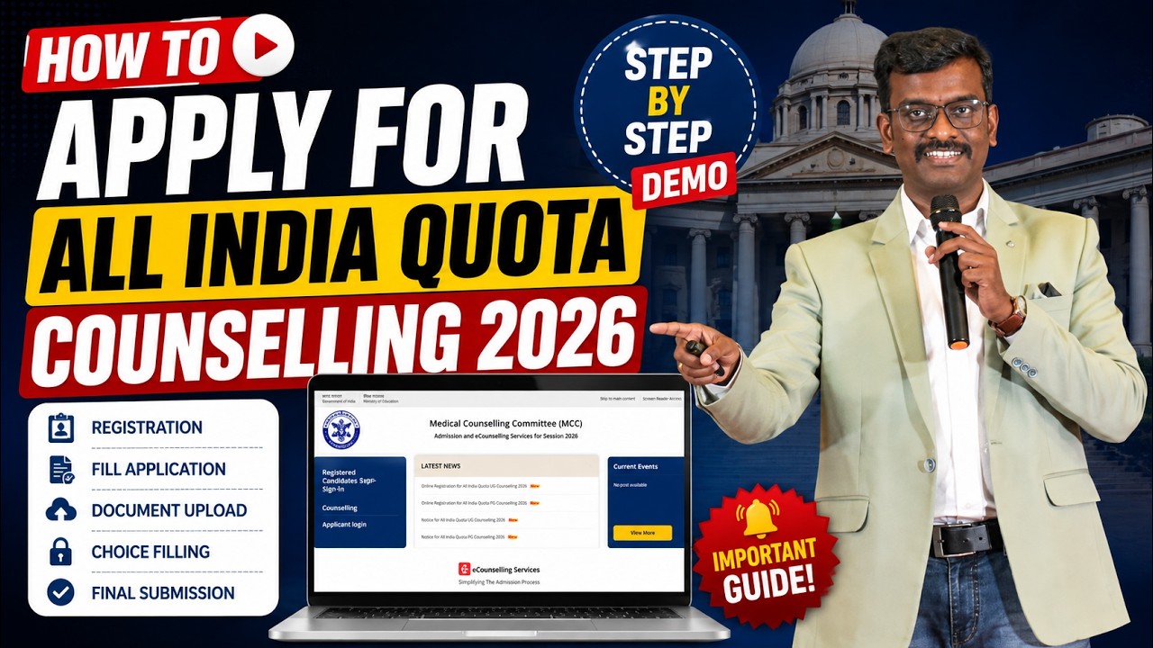 How to Apply for All India Quota Counselling 2026 | Step by Step Demo | Mizpah Academy