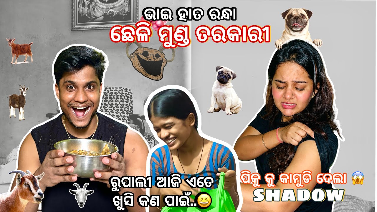 ଭାଇ ହାତ ରନ୍ଧା ଛେଳି ମୁଣ୍ଡ ତରକାରୀ 🫕🍛 || ରୁପାଲୀ ଆଜି ଏତେ ଖୁସି କଣ ପାଇଁ 😂 || ପିକୁ କୁ କାମୁଡି ଦେଲା shadow 🐩