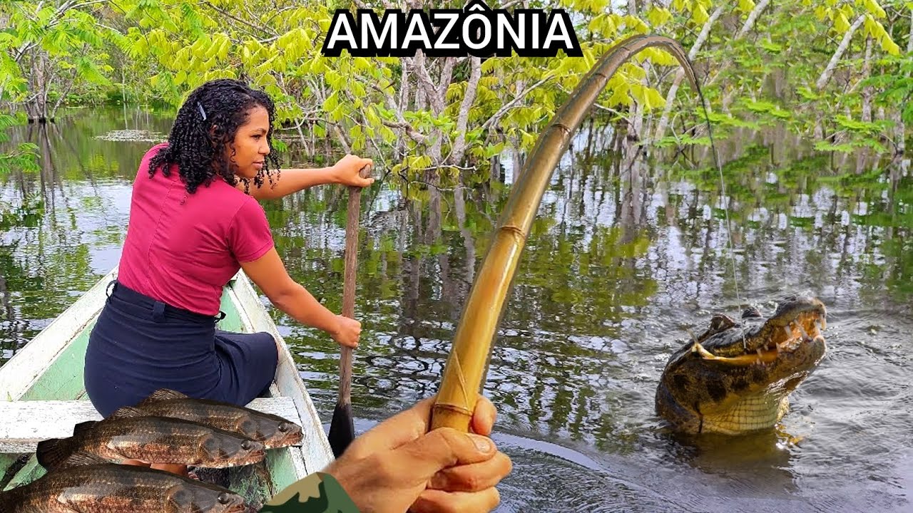 PESCAMOS  no IGAPÓcom JACARÉ AÇÚ no Lago da SUCURI no Meio da FLORESTA AMAZÔNICA