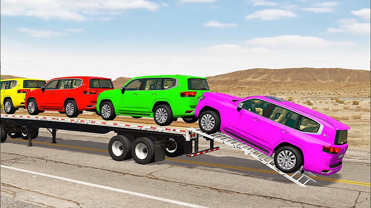 Flatbed Truck Mcqueen  | Transportation with Truck - Pothole vs Car #536 - BeamNG.Drive