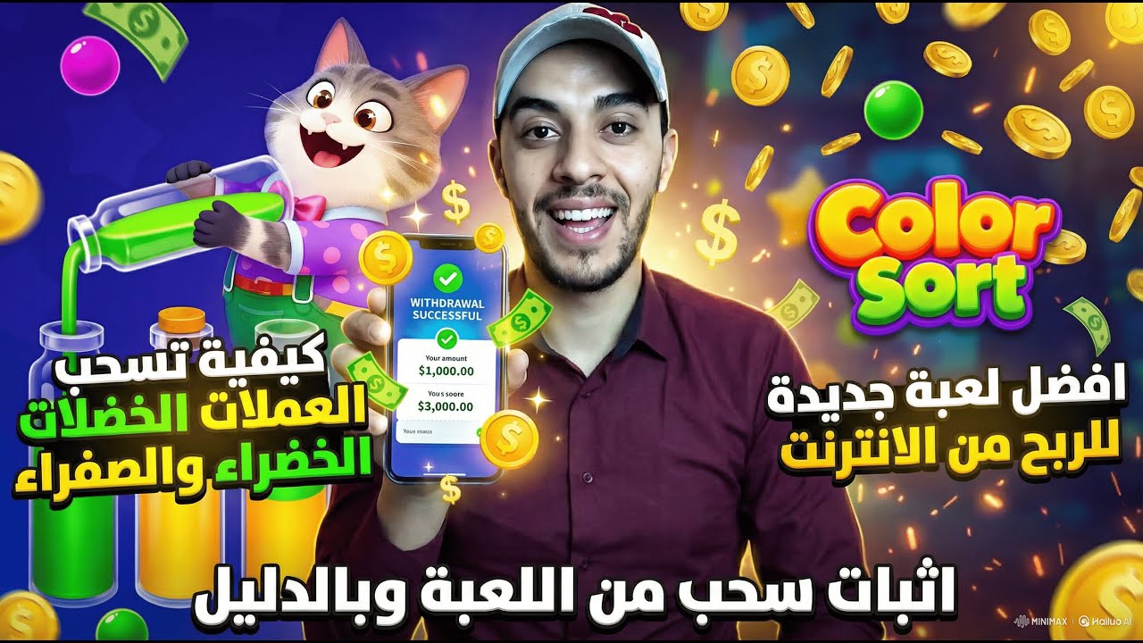 شرح اللعبة الجديدة Color Sort وكيفية سحب العملات الخضراء والصفراء😍اثبات السحب من لعبة Color Sort💰